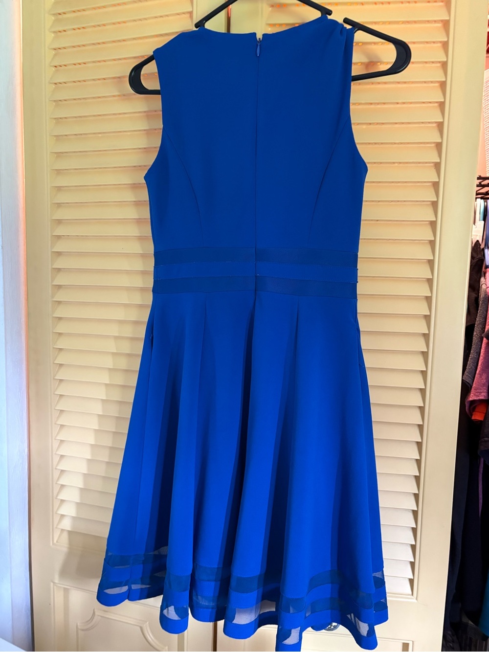 Calvin Klein Electric Blue Sleeveless Fit-and-Flare Dress - Picture 3 of 4